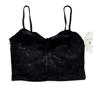 BuffBunny Velvet Cropped Glam Tank Top Black Adjustable Straps Size M Y2K NWT